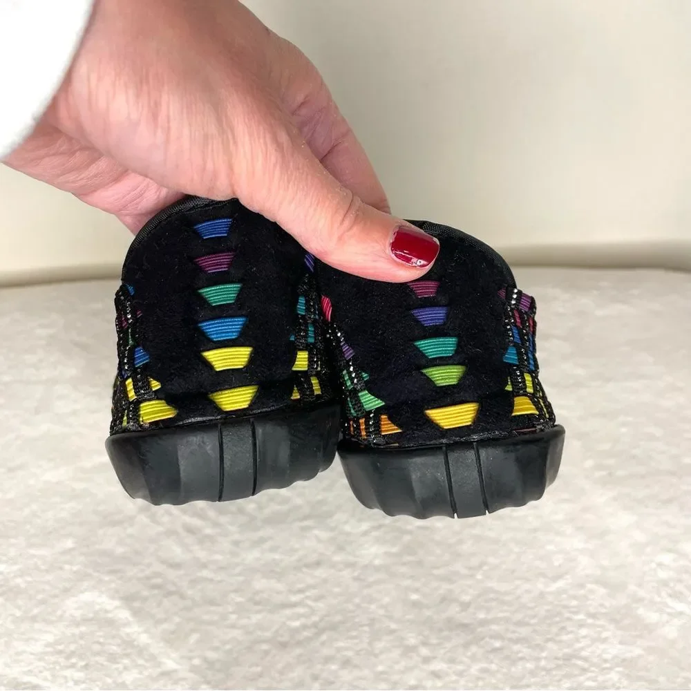 Bernie Mev Margo Shoes Rainbow Woven Slip On Criss Cross Flats Multicolor 41